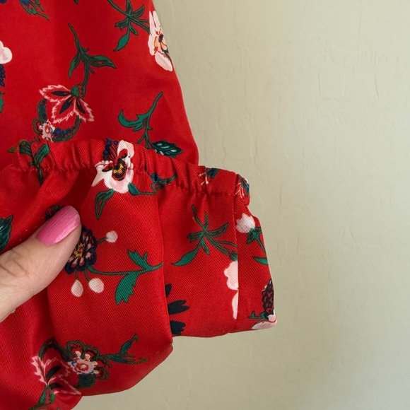 Jane and Jack Girls Bradbury Red Floral Ruffle Jumpsuit Size 6 - Picture 6 of 8